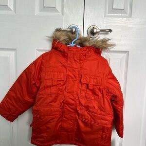 Orange Fur-Trimmed Winter Jacket
